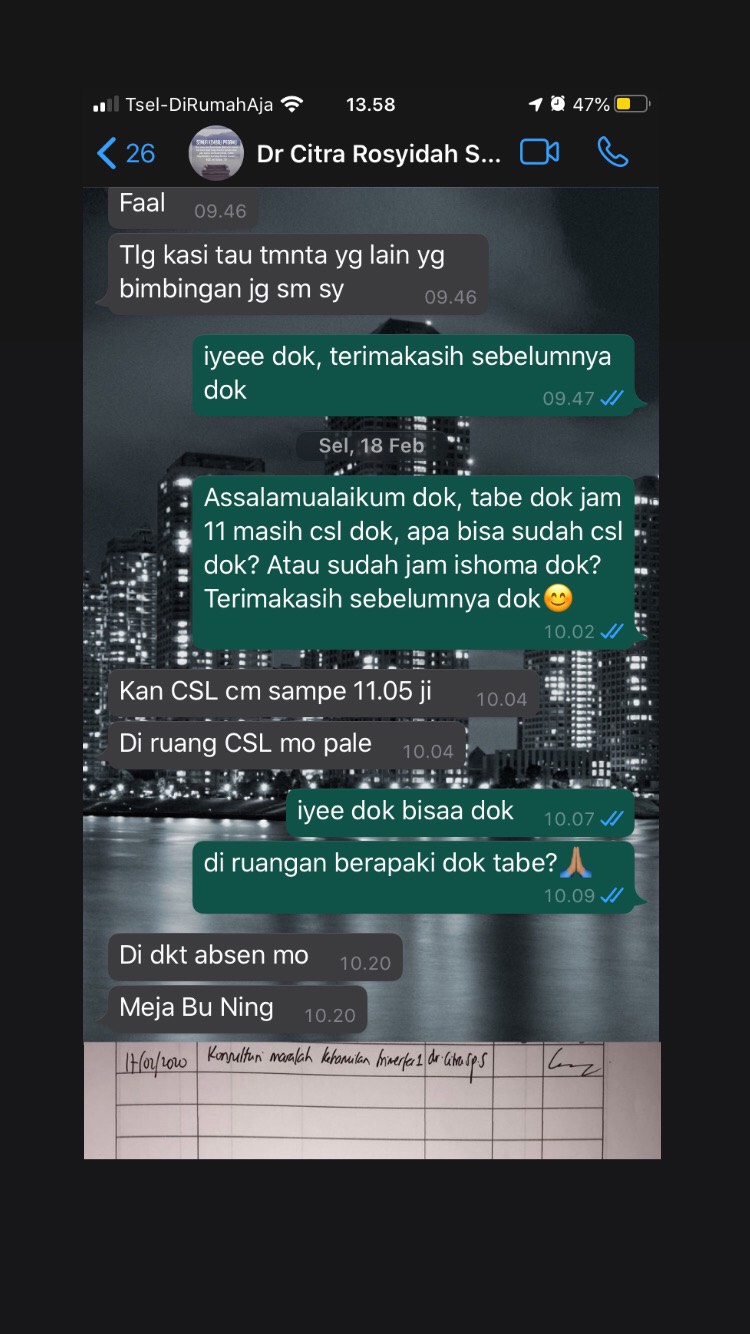 Curaian kunjungan dengan dosen pembimbing